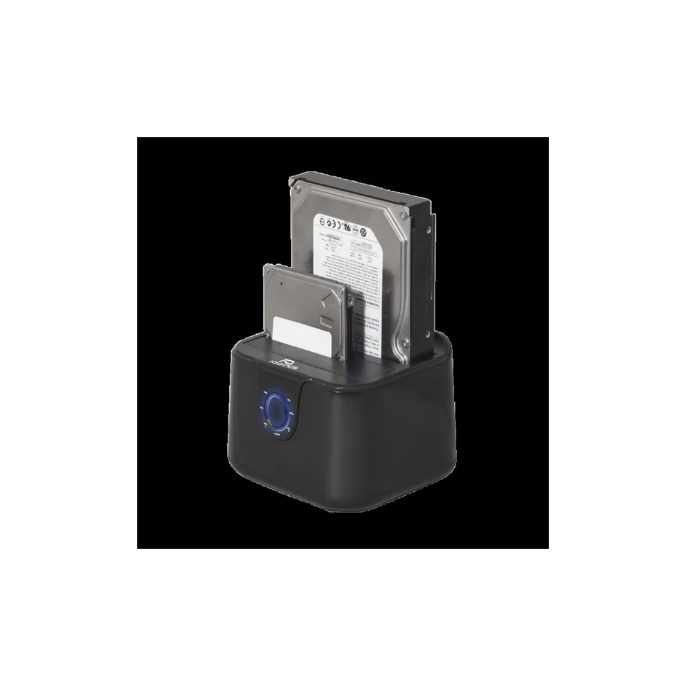 Advance HDD/SSD Dokkoló - DUALDOCK CLONE 2.5" / 3.5" (USB-A3.0 to 2xSATA, fekete)
