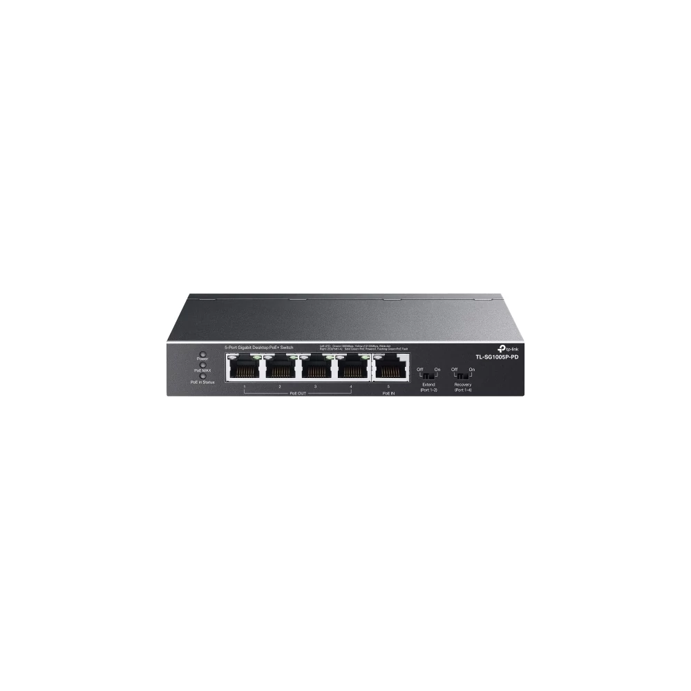 TP-Link Switch  PoE - TL-SG1005P-PD (5 port 1Gbps; 1port PoE++ be és 4port PoE+ kimenet; max 66W)