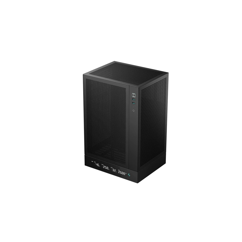 DeepCool Számítógépház - CH170 DIGITAL (fekete, Mini-ITX, 2xUSB3.0, Type-C, fekete)