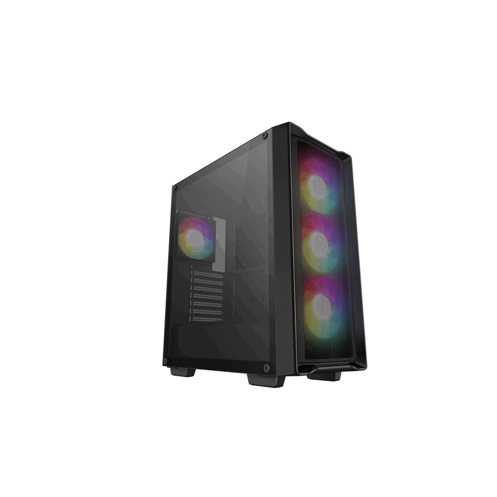 DeepCool Számítógépház - CC560 MESH V2 (ablakos, 4x12cm A-RGB ventilátor, ATX, 2xUSB3.0, fekete)