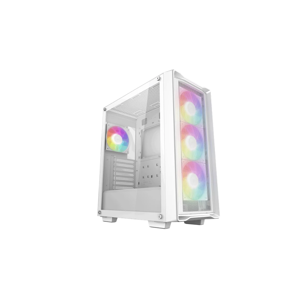 DeepCool Számítógépház - CC560 MESH WH V2 (ablakos, 4x12cm A-RGB ventilátor, ATX, 2xUSB3.0, fehér)