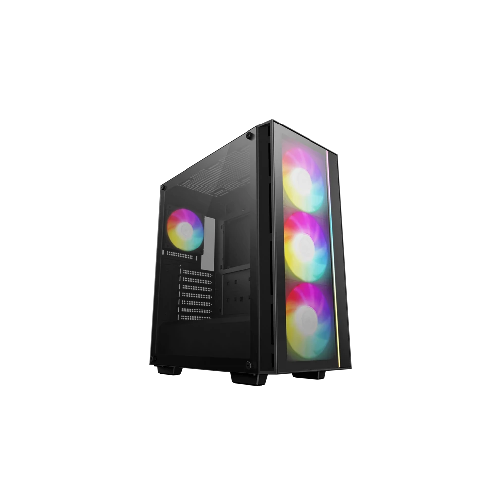 DeepCool Számítógépház - MATREXX55 V4 C (fekete, ablakos, 3x14cm + 1x12cm A-RGB venti, ATX, 1xUSB3.0, Type-C)