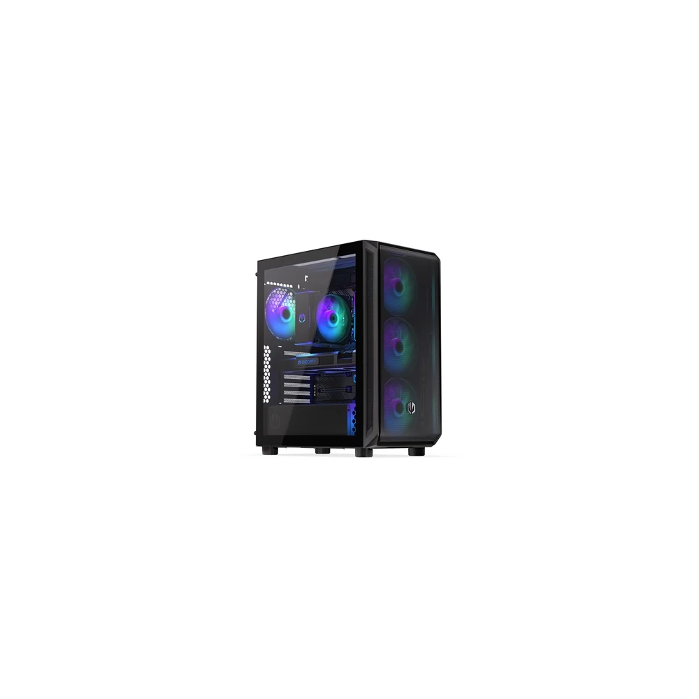 Endorfy Számítógépház - Arx 500 ARGB (ATX /micro ATX/ITX, 1xUSB-C, 2xUSB3.0, 4x14cm LED ventilátor, ablakos, fekete)