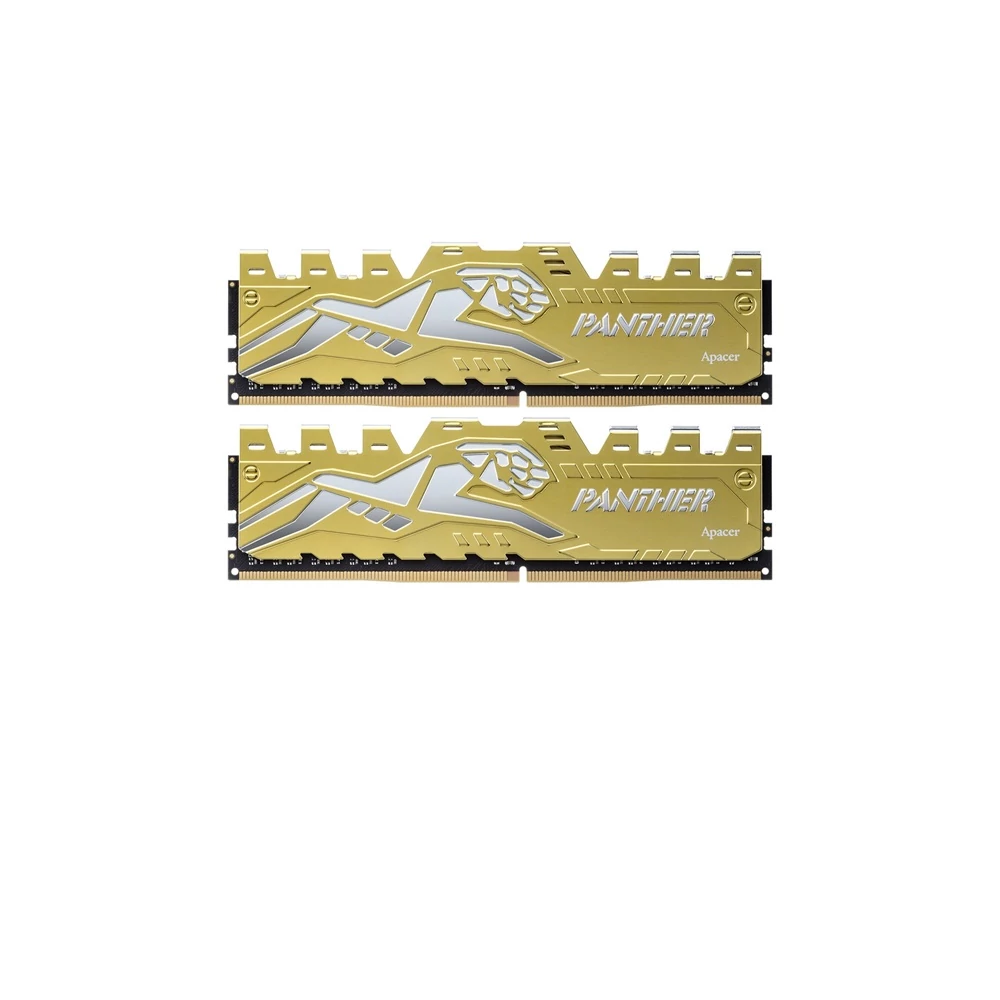 Apacer Memória Desktop - 16GB KIT DDR4 Panther Golden (2x8GB, 3200MHz, CL16, 1.35V, hűtőbordás)