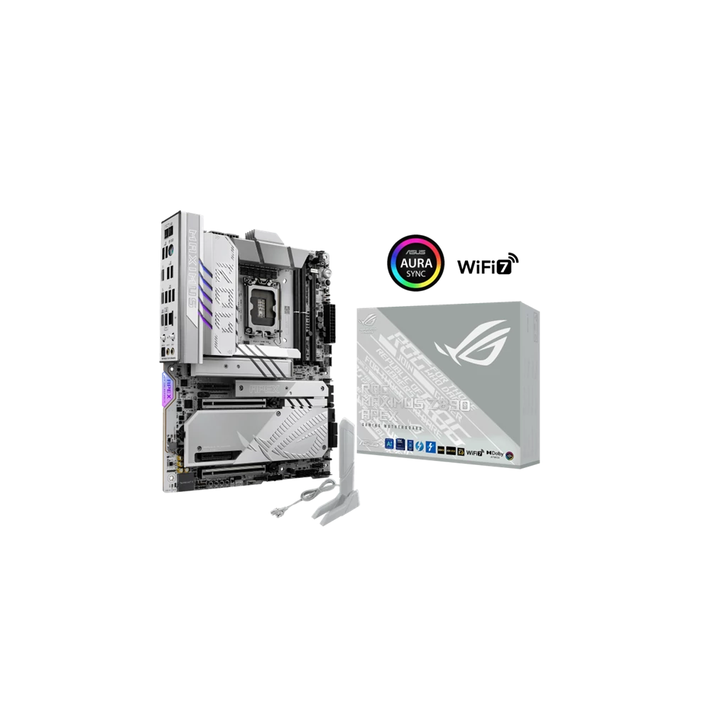 Asus Alaplap - Intel ROG MAXIMUS Z890 APEX LGA1851 (Z890, ATX, 4xDDR5 9600+MHz, 4xSATA3, 6xM.2, 2xThunderbolt)