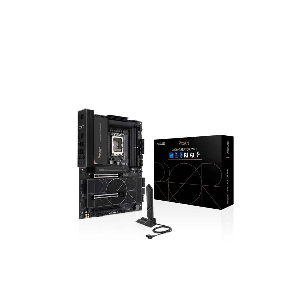 Asus Alaplap - Intel PROART Z890-CREATOR WIFI LGA1851 (Z890, ATX, 4xDDR5 9066+MHz, 4xSATA3, 5xM.2, HDMI+3xTB)