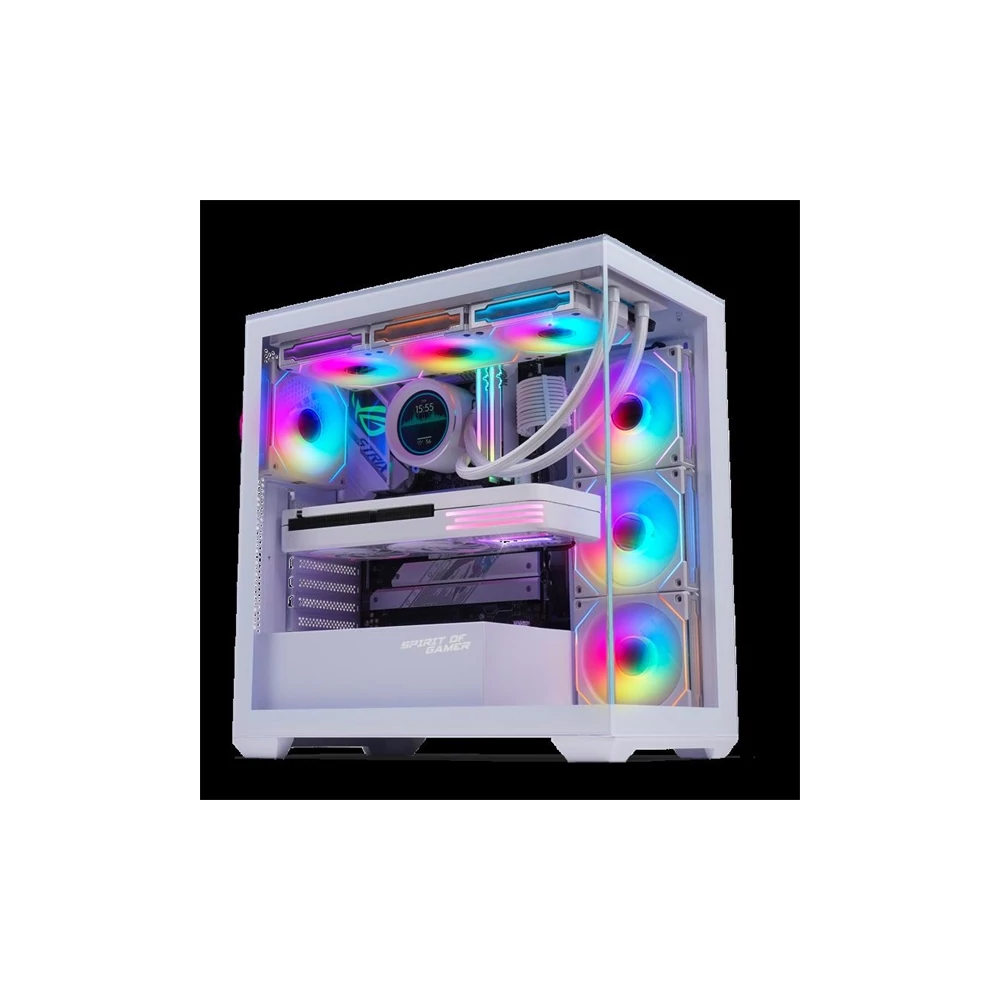 Spirit of Gamer Számítógépház - SPARK Arctic (fehér, ablakos, 6x12cm ventilátor, alsó táp,  ATX, 2xUSB3.0, 1xUSB-C)
