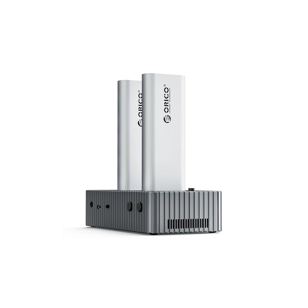 Orico M.2 SSD Dokkoló - IT28N-C-EU (2xM.2 NVMe -> USB-A/C, Max.: 8 TB, Klón funkció, Max.: 40Gbps, szürke)