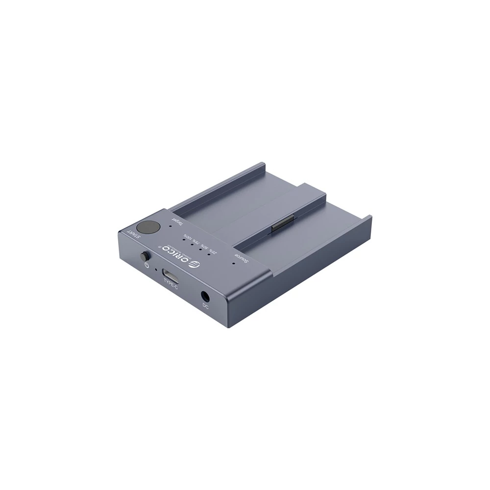 Orico M.2 SSD Dokkoló - M2P2-C3-C-EU (2xM.2 NVMe -> USB-A/C, Max.: 2TB, Offline Klón funkció, Max.: 10Gbps, szürke)