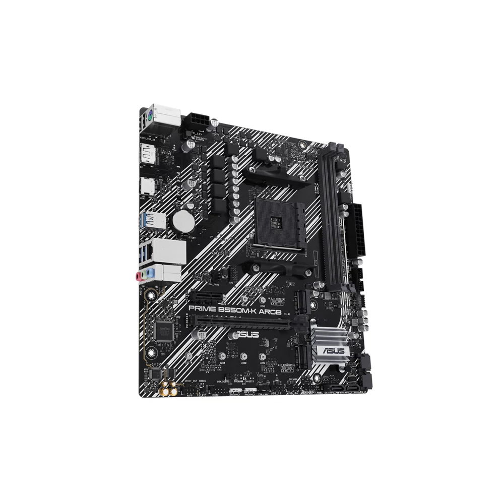 Asus Alaplap - AMD PRIME B550M-K ARGB AM4 (B550, 2xDDR4 4800MHz, 4xSATA3, 2x M.2, Raid, 4xUSB2.0, 8xUSB3.2)