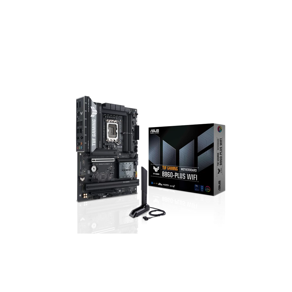 Asus Alaplap - Intel TUF GAMING B860-PLUS WIFI s1851 (B860, 4xDDR5 8666+MHz, 4xSATA3, 3xM.2, HDMI+DP+USB-C)