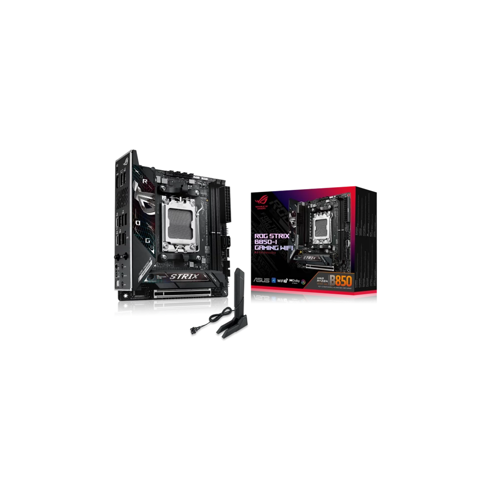Asus Alaplap - AMD ROG STRIX B850-I GAMING WIFI AM5 (B850, ATX, 2xDDR5 8400+MHz, 2xSATA3, 2x M.2, HDMI+USB-C)
