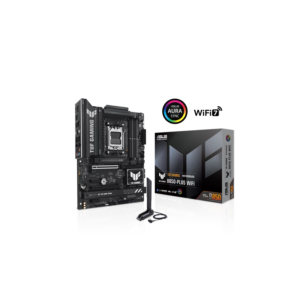 Asus Alaplap - AMD TUF GAMING B850-PLUS WIFI AM5 (B850, ATX, 4xDDR5 8000+MHz, 4xSATA3, 3x M.2, HDMI+DP)