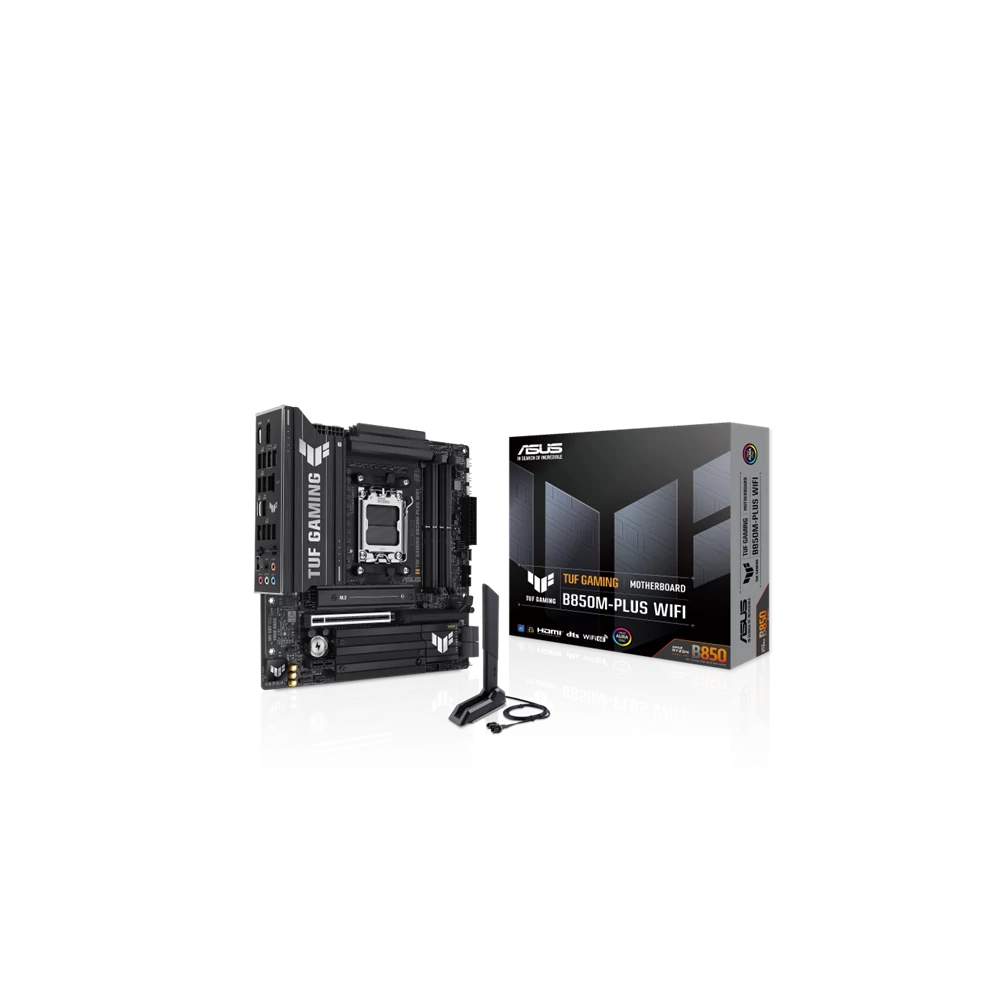 Asus Alaplap - AMD TUF GAMING B850M-PLUS WIFI AM5 (B850, ATX, 4xDDR5 8000+MHz, 4xSATA3, 3x M.2, HDMI+DP)