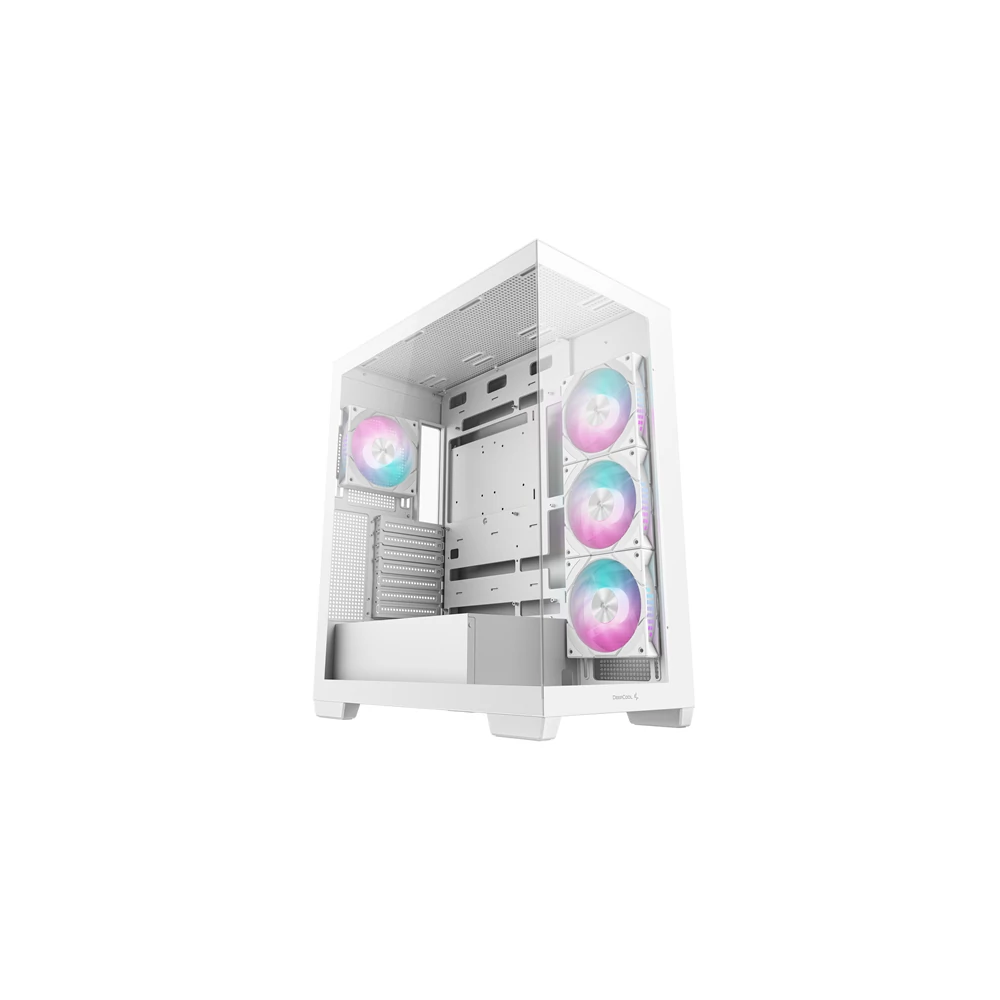 DeepCool Számítógépház - CG580 4F WH (fehér, ablakos, 4x12cm A-RGB, BTF, ATX, 2xUSB3.0, 1xUSB2.0)