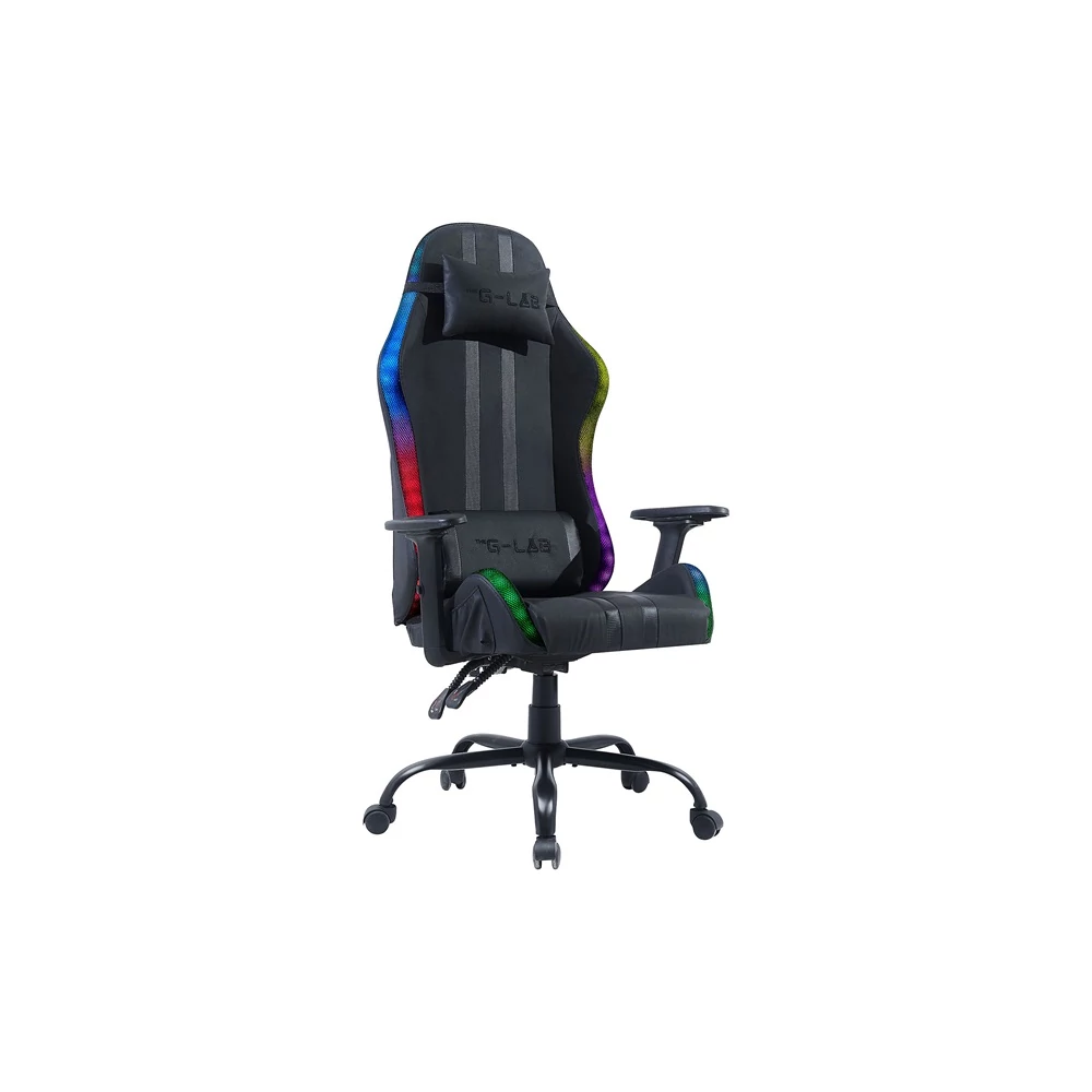 The G-Lab Gamer szék - KS ELECTRON EX (fekete; állítható magasság; áll. kartámasz, RGB LED)
