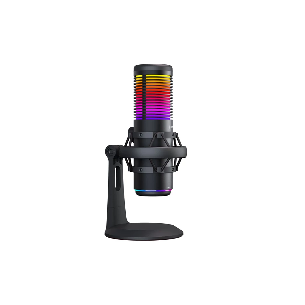 Rampage Mikrofon - BEMOL (USB, PC/MAC/Android, zajelnyomó, állvány, fekete, 2m kábel, RGB)