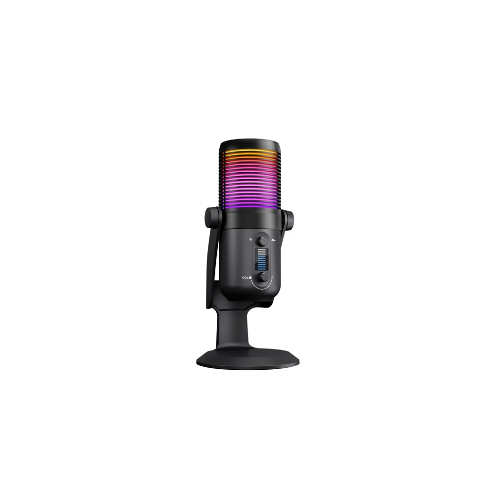 Rampage Mikrofon - DIYEZ (USB, PC/MAC/Android, zajelnyomó, állvány, fekete, 2m kábel, RGB)