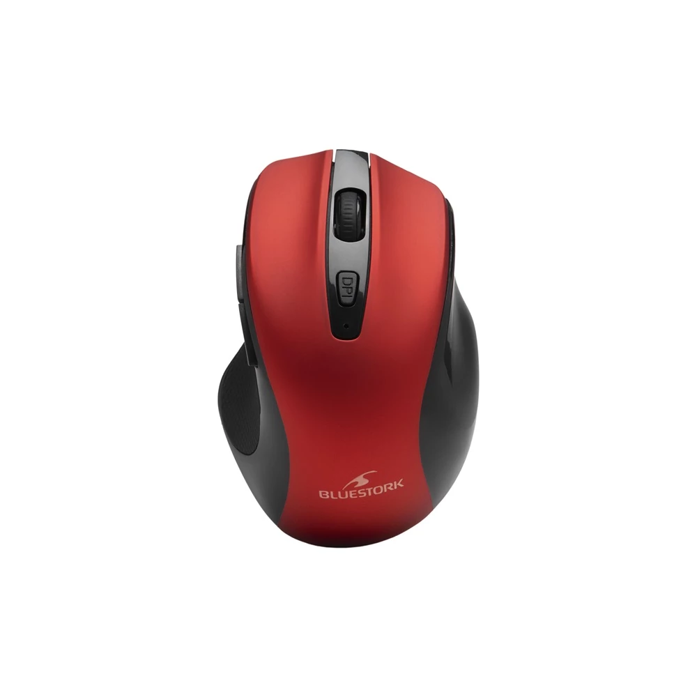 Bluestork Vezeték nélküli Egér - M-WL-OFF75-RED (Rechargeable, 1600 DPI, 6 gomb, optikai, piros)