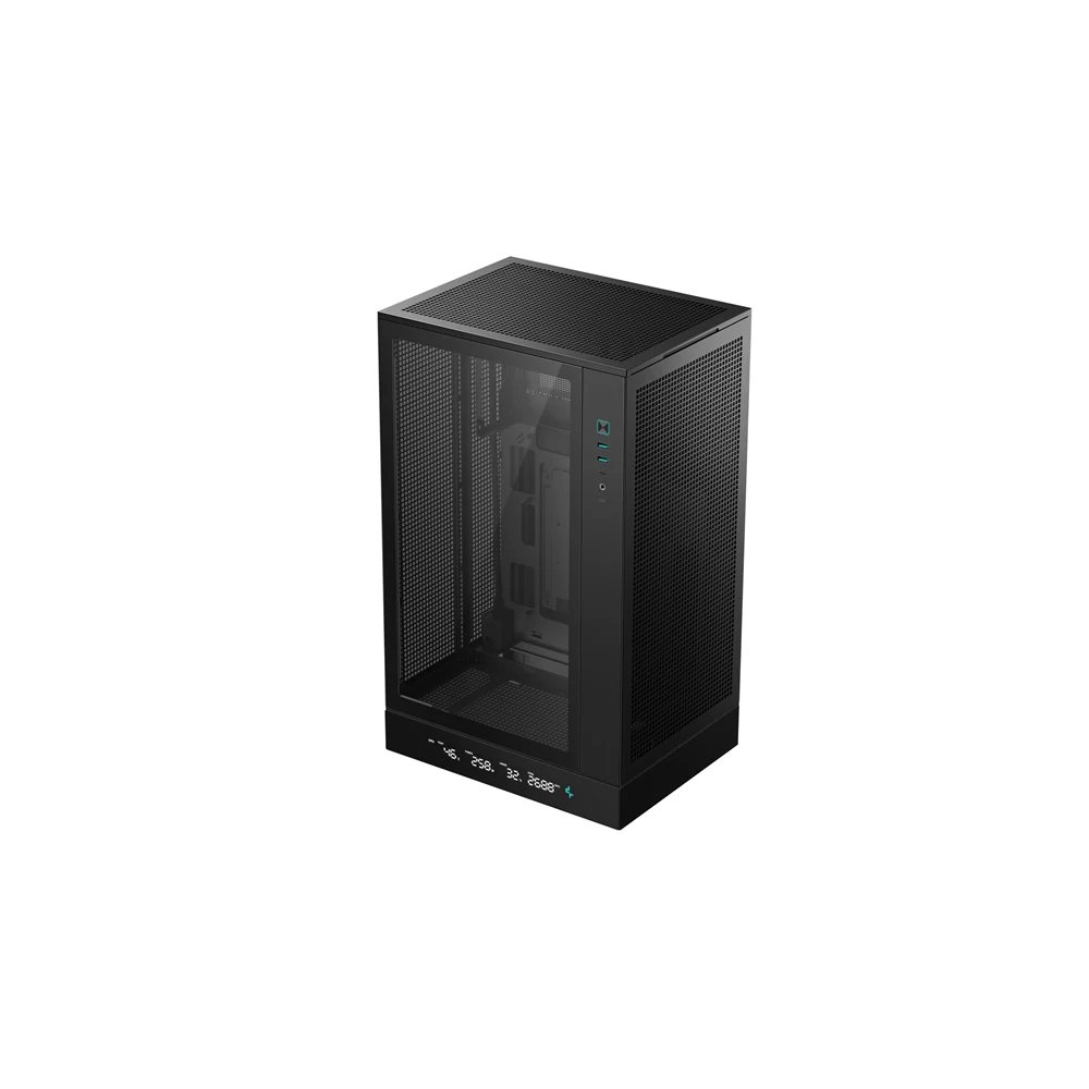 DeepCool Számítógépház - CH270 DIGITAL (fekete, Mini-ITX/Micro-ATX (BTF), 2xUSB3.0, Type-C, fekete)