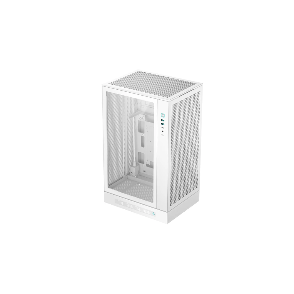 DeepCool Számítógépház - CH270 DIGITAL WH (fekete, Mini-ITX/Micro-ATX (BTF), 2xUSB3.0, Type-C, fehér)