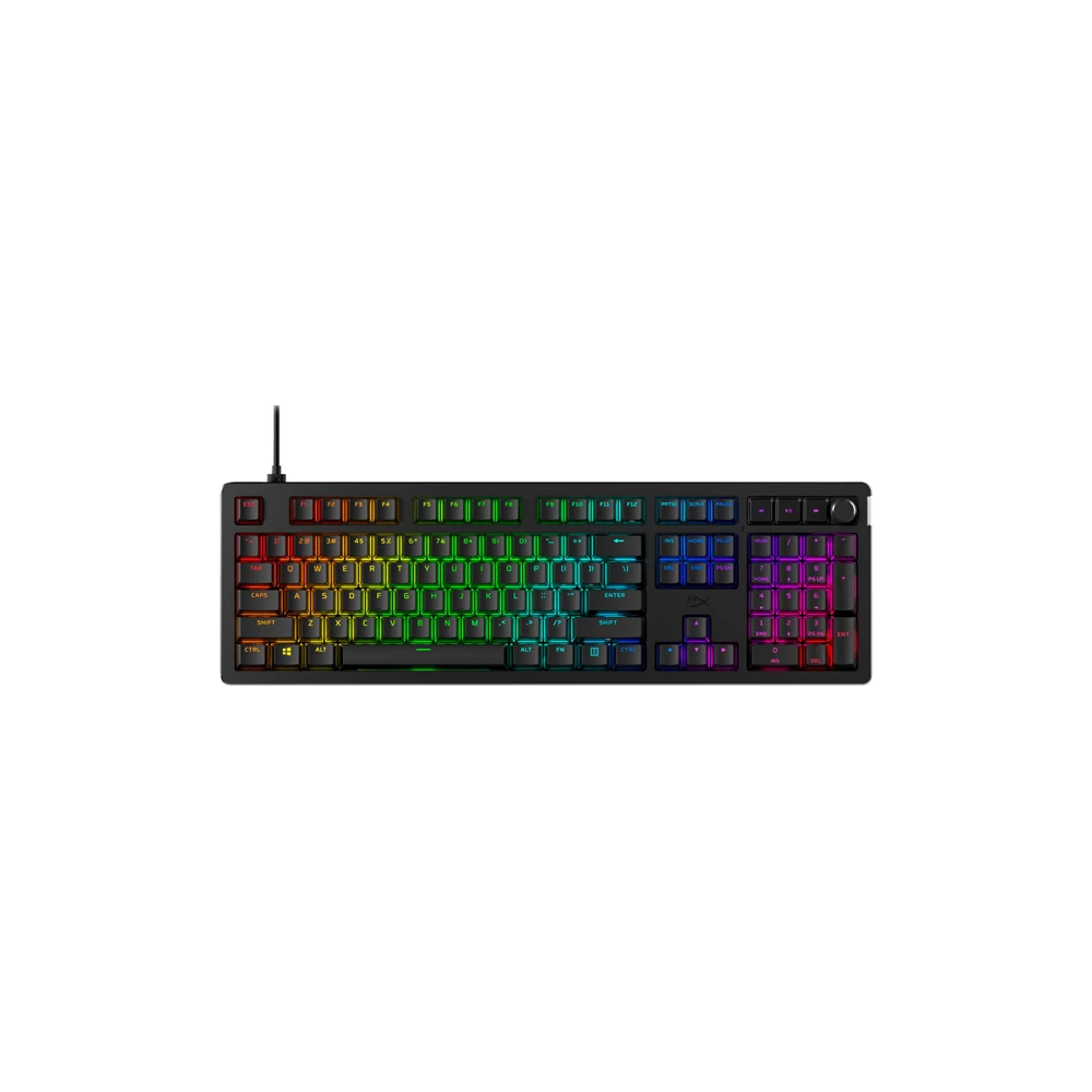 HyperX Mechanikus Billentyűzet - Alloy Rise Red US (Vezetékes, USB, 108 gomb, HX Red switch, angol kiosztás, fekete)