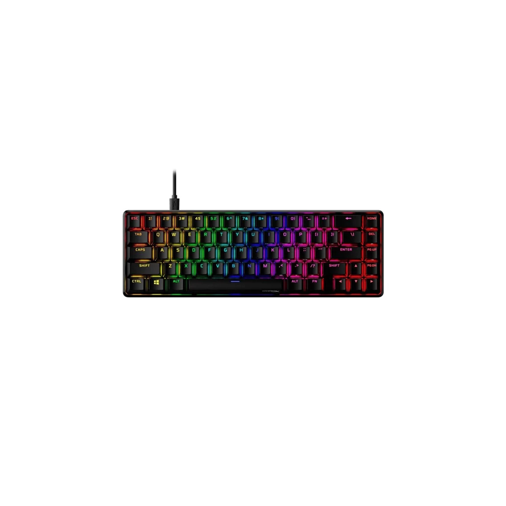 HyperX Mechanikus Billentyűzet - Alloy Origins 65 (Vezetékes, USB, 65 gomb, HX Red switch, angol kiosztás, fekete)