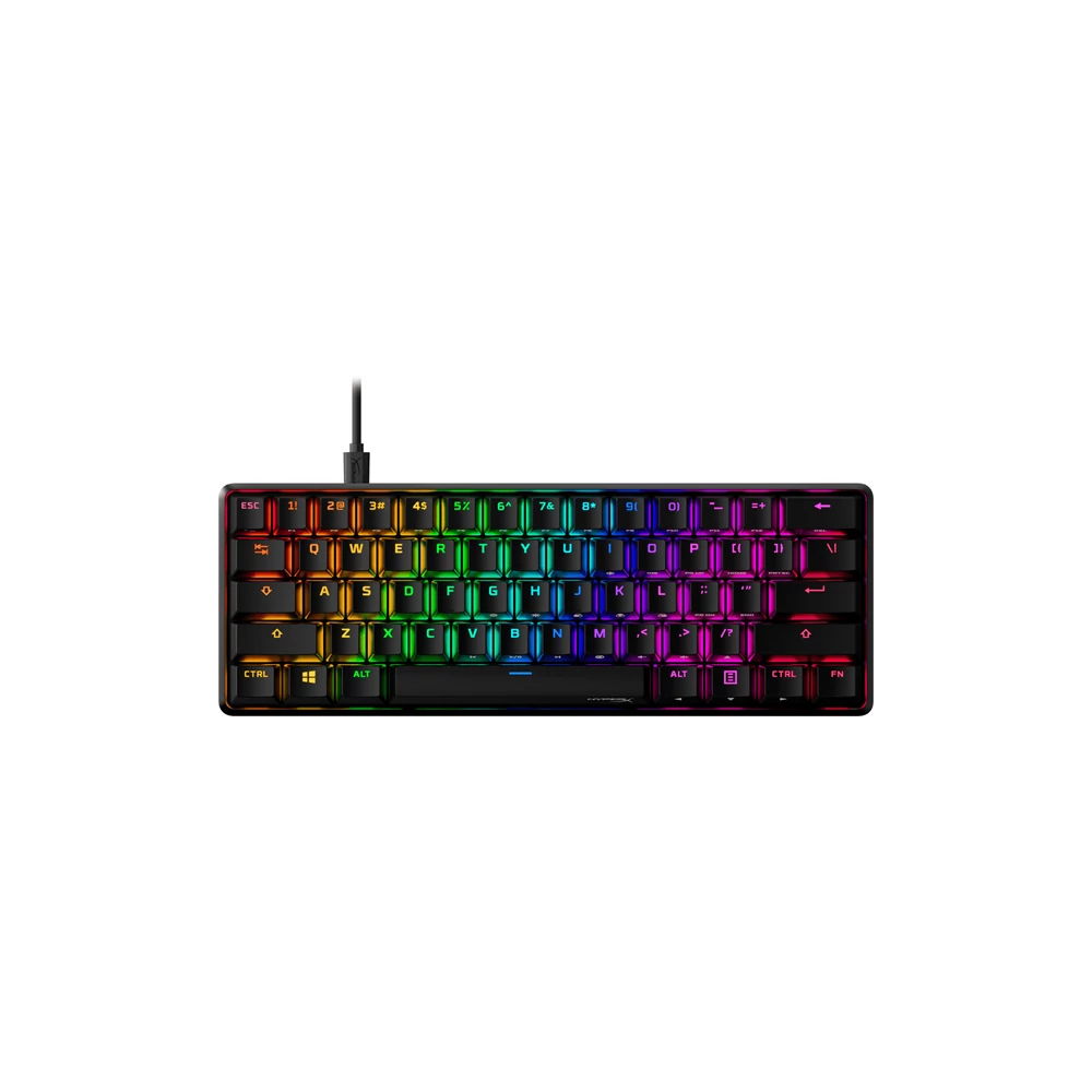 HyperX Mechanikus Billentyűzet - Alloy Origins 60 (Vezetékes, USB, 60 gomb, HX Red switch, angol kiosztás, fekete)