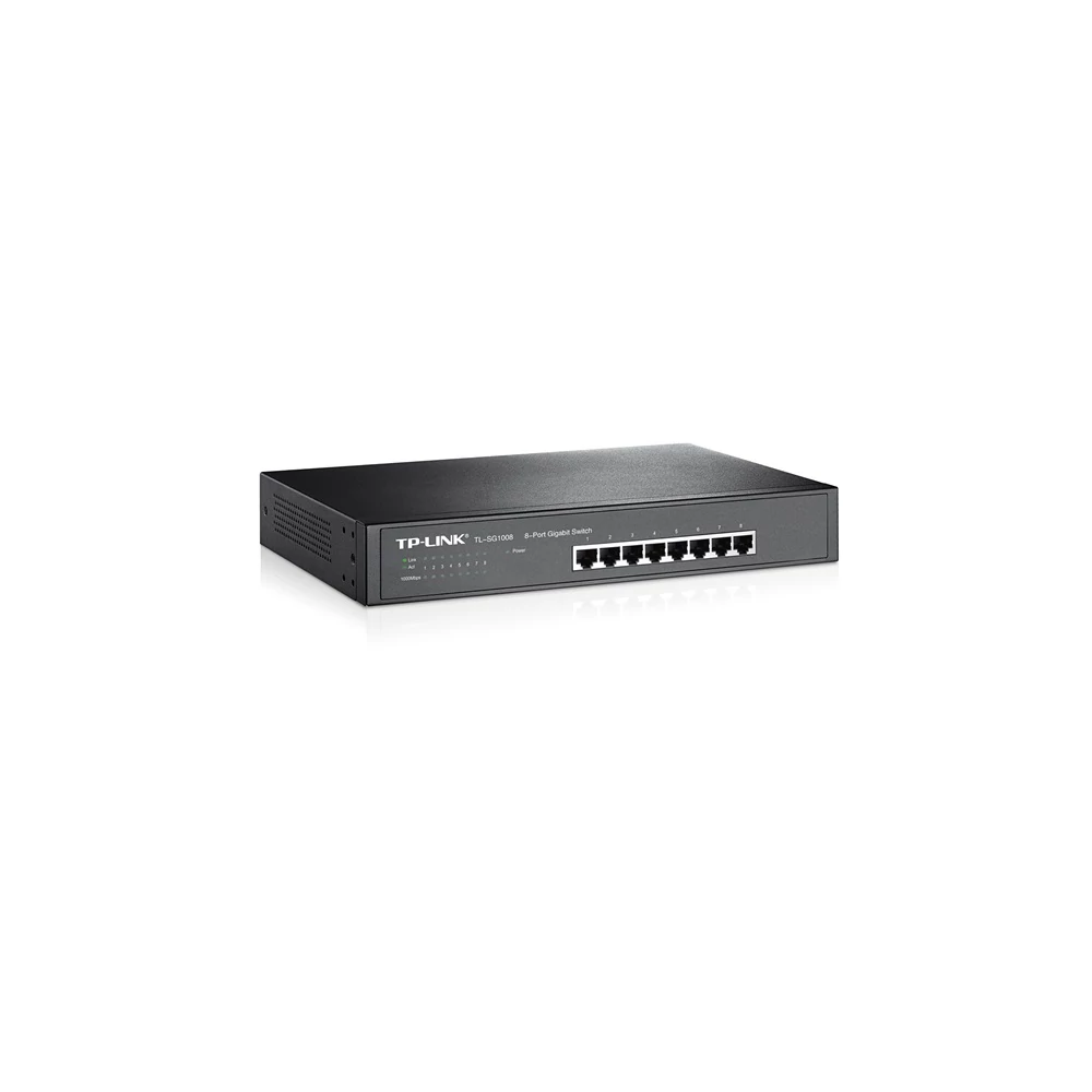 TP-Link Switch  - TL-SG1008 (8 port, 1000Mbps; fém ház, rackbe szerelhető)