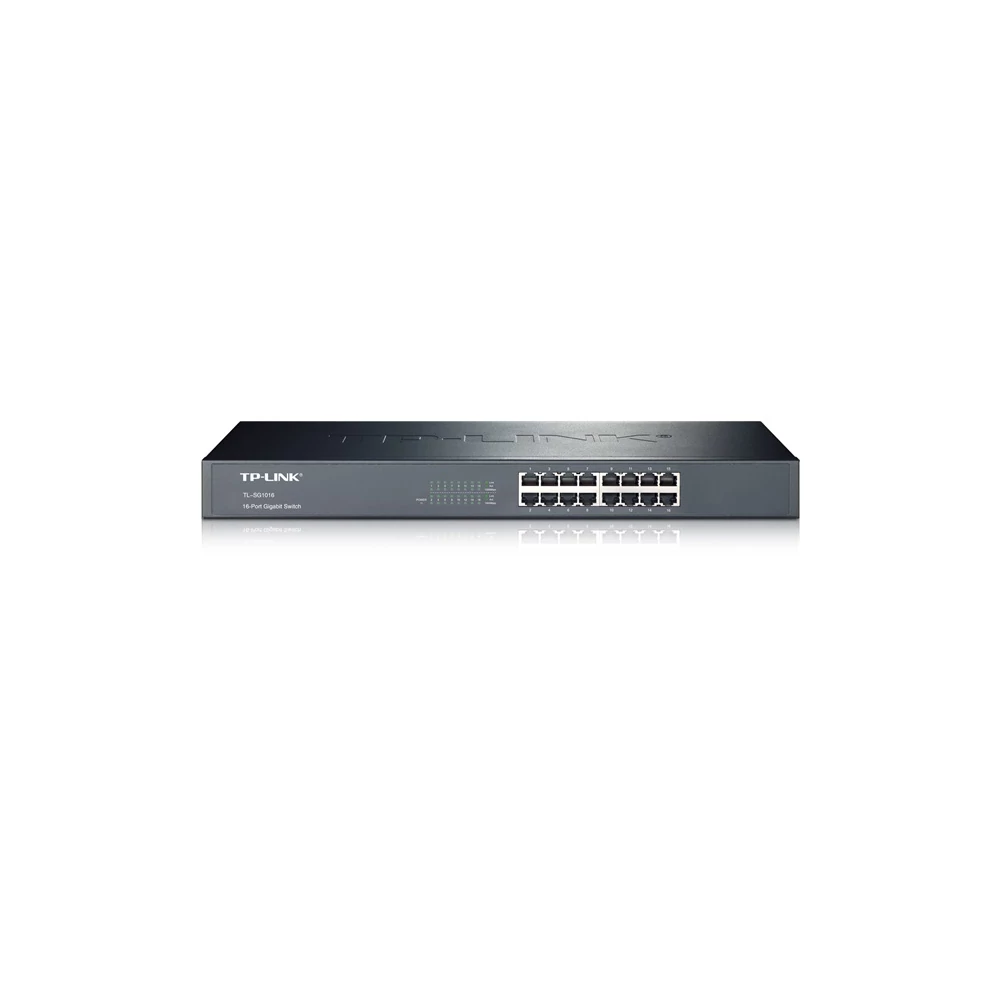 TP-Link Switch  - TL-SG1016 (16 port, 1000Mbps; fém ház, rackbe szerelhető)