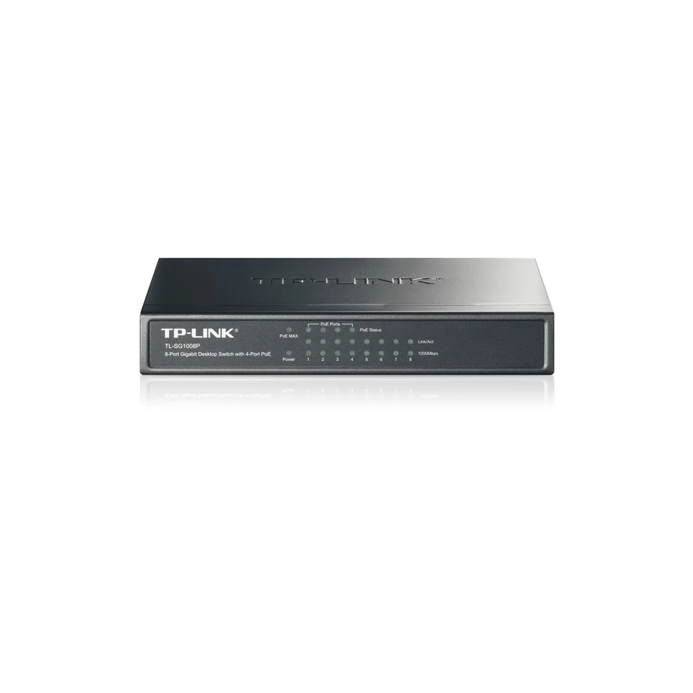 TP-Link Switch  PoE - TL-SG1008P (8 port 1Gbps; 8/4 af PoE port; 55W)