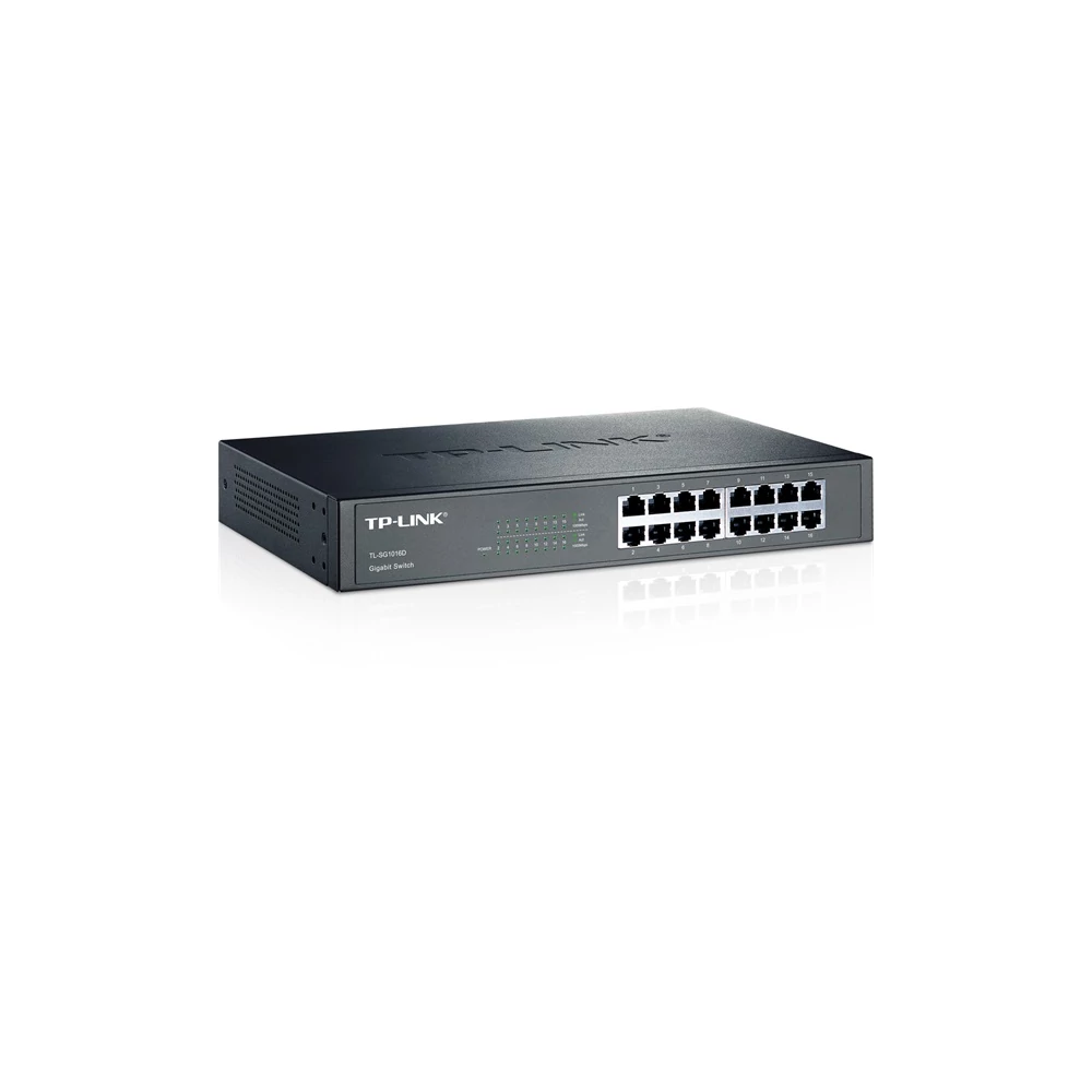 TP-Link Switch  - TL-SG1016D (16 port, 1000Mbps; fém ház, rackbe szerelhető)