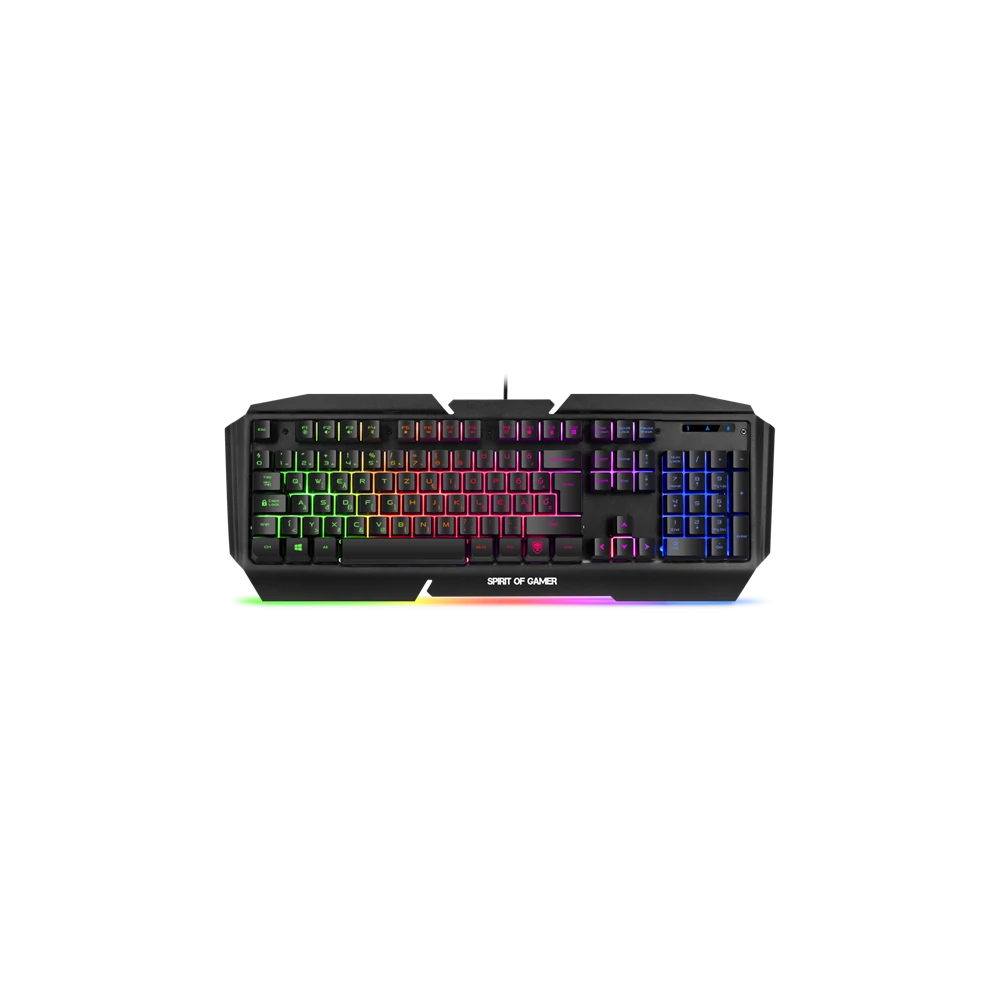 Spirit of Gamer Billentyűzet - PRO-K5 (105 gomb, Fém felső rész, RGB LED, USB, 19 anti-ghost, fekete, magyar)