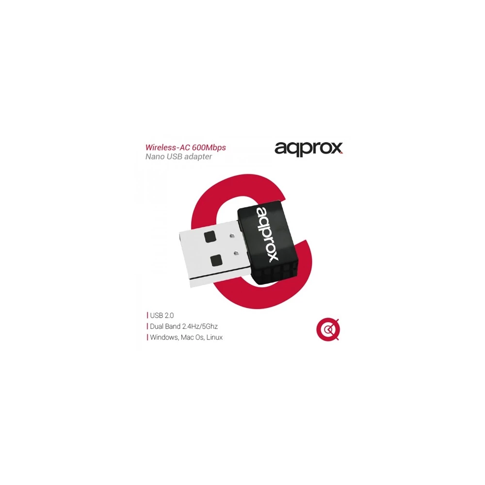 APPROX Hálózati Adapter - USB, nano, Dual-Band, 600 Mbps Wireless N (802.11b/g/n/ac)