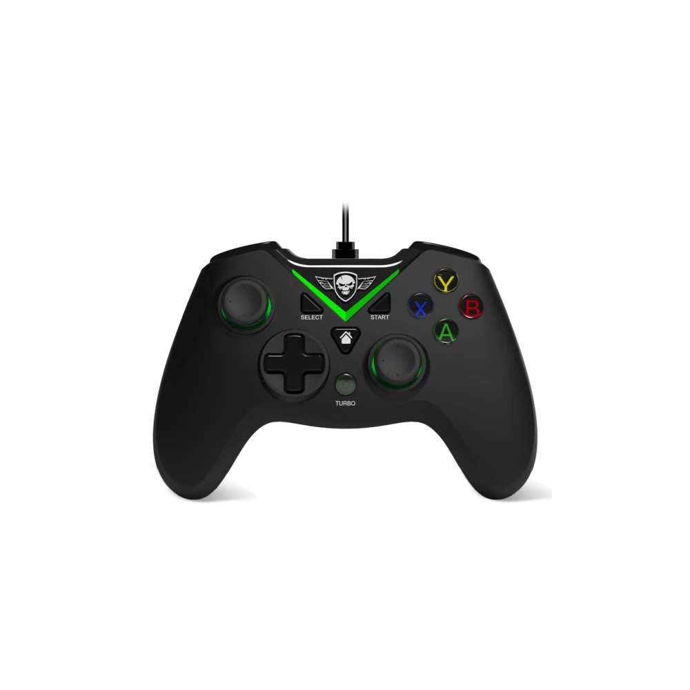 Spirit of Gamer Gamepad - PGX WIRED Green (USB, 1,8m kábel, Vibration, PC kompatibilis, fekete-zöld)