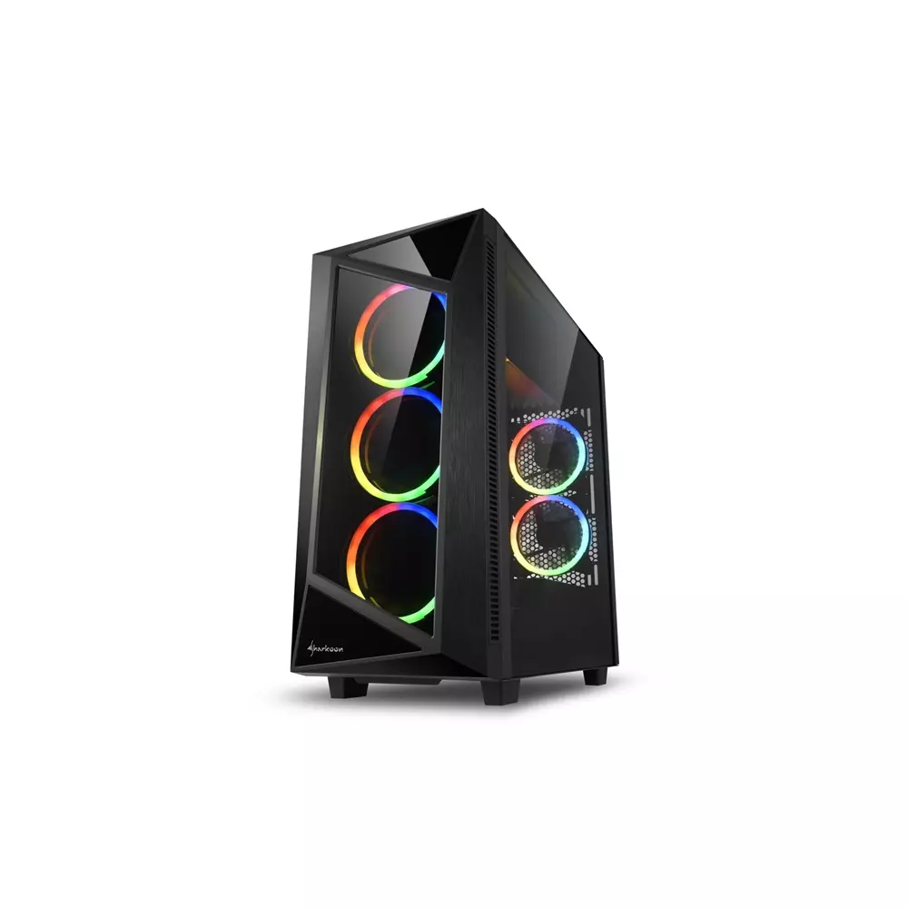 Sharkoon Számítógépház - REV 200 RGB (fekete; ATX,mATX; alsó táp; 5x120mm v.; 2xUSB3.0, 2xUSB2.0, I/O)