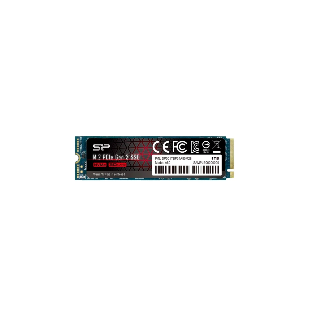 Silicon Power SSD - 1TB A80 (r:3400 MB/s; w:3000 MB/s, NVMe 1.3 támogatás, M.2 PCIe Gen 3x4)