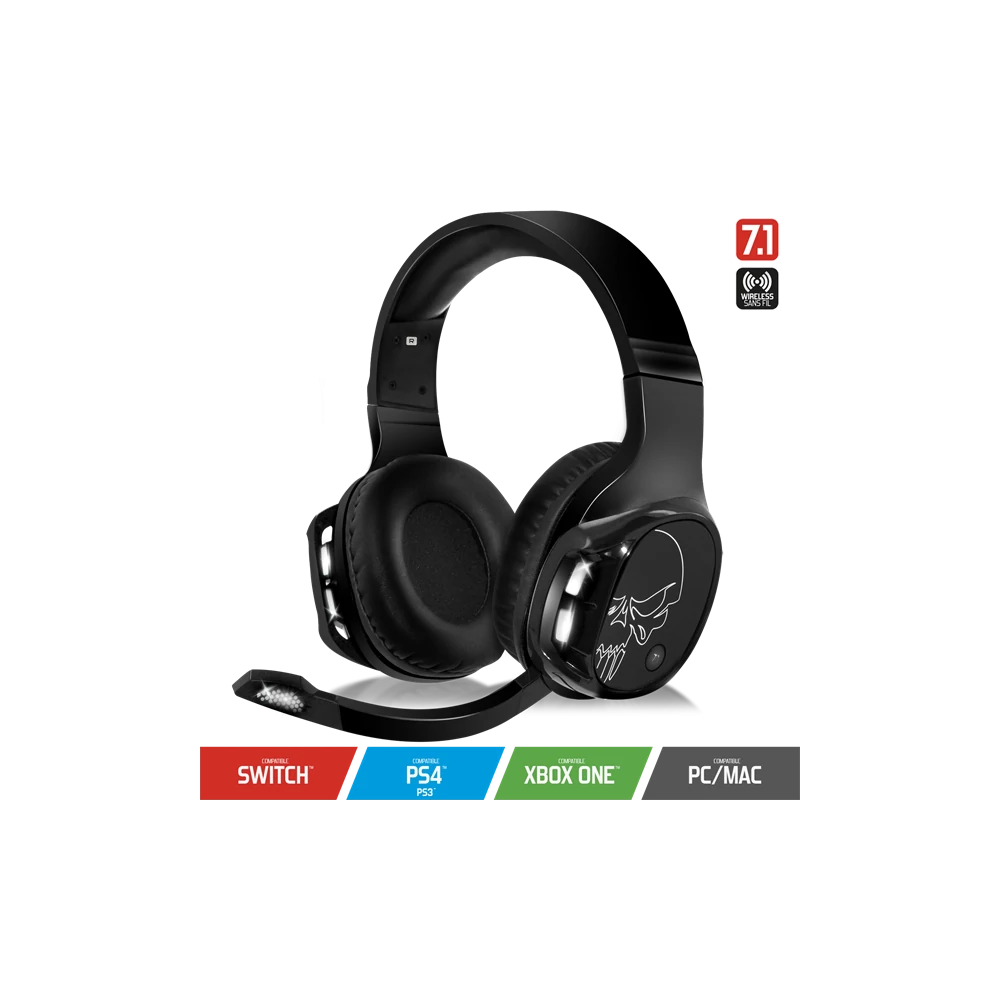 Spirit of Gamer Wireless Fejhallgató - MIC-XH1100 (MultiPlatform,7.1,mikrofon, hangerőszabályzó, nagy-párnás, fekete)