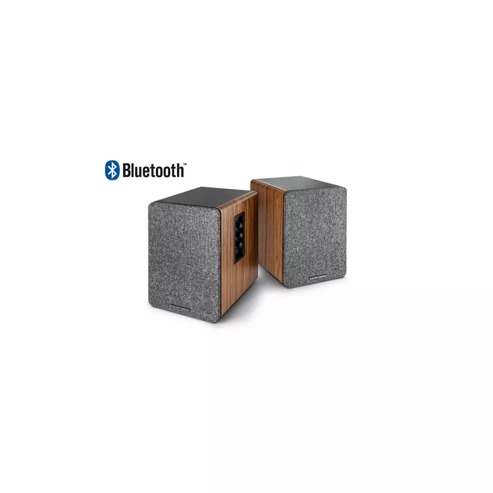 WaveMaster Hangszóró 2.0 - BASE (30W RMS, Bluetooth, RCA, Barna fa és szürke)