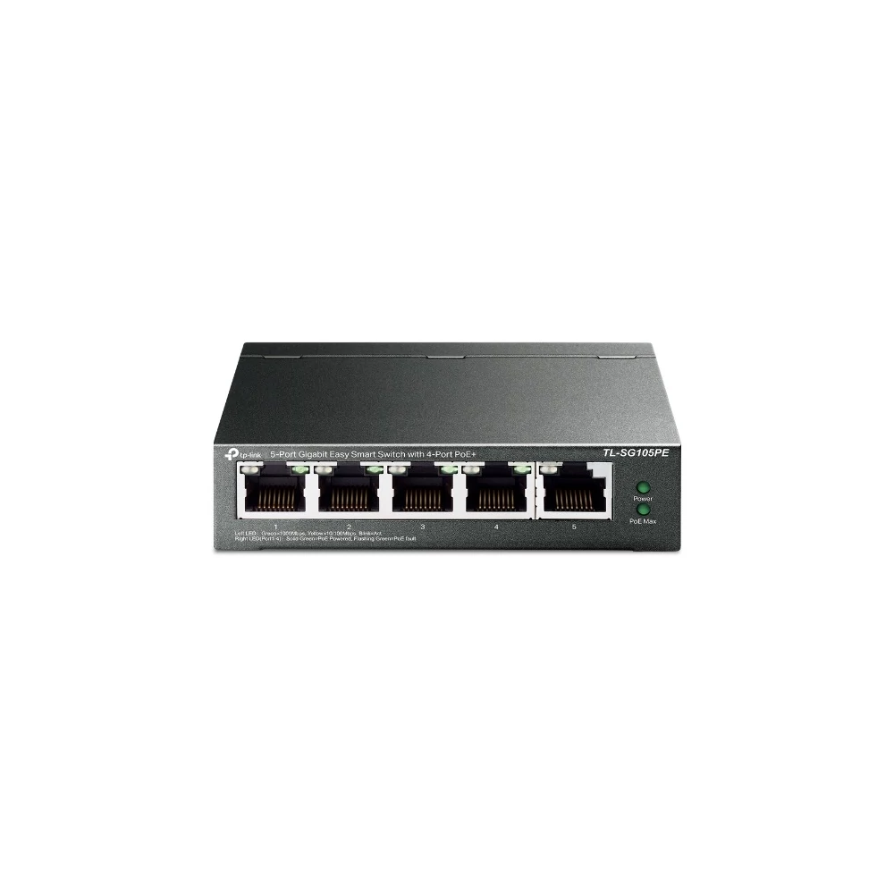 TP-Link Switch  PoE - TL-SG105PE (5 port 1Gbps; 5 af/at PoE+ port; 65W)