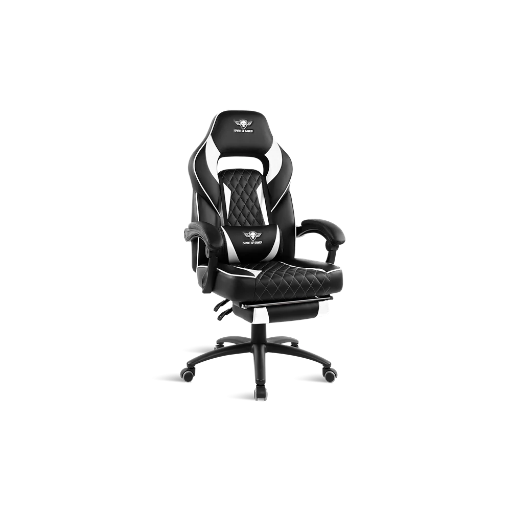 Spirit of Gamer szék - MUSTANG White (állítható dőlés/magasság; kihajtható lábtartó; max.120kg-ig, fehér)