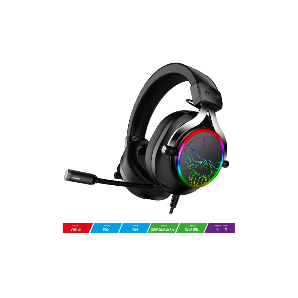 Spirit of Gamer Fejhallgató - MIC-XH600 (MultiPlatform, 7.1, mikrofon, hangerőszabályzó, nagy-párnás, fekete)