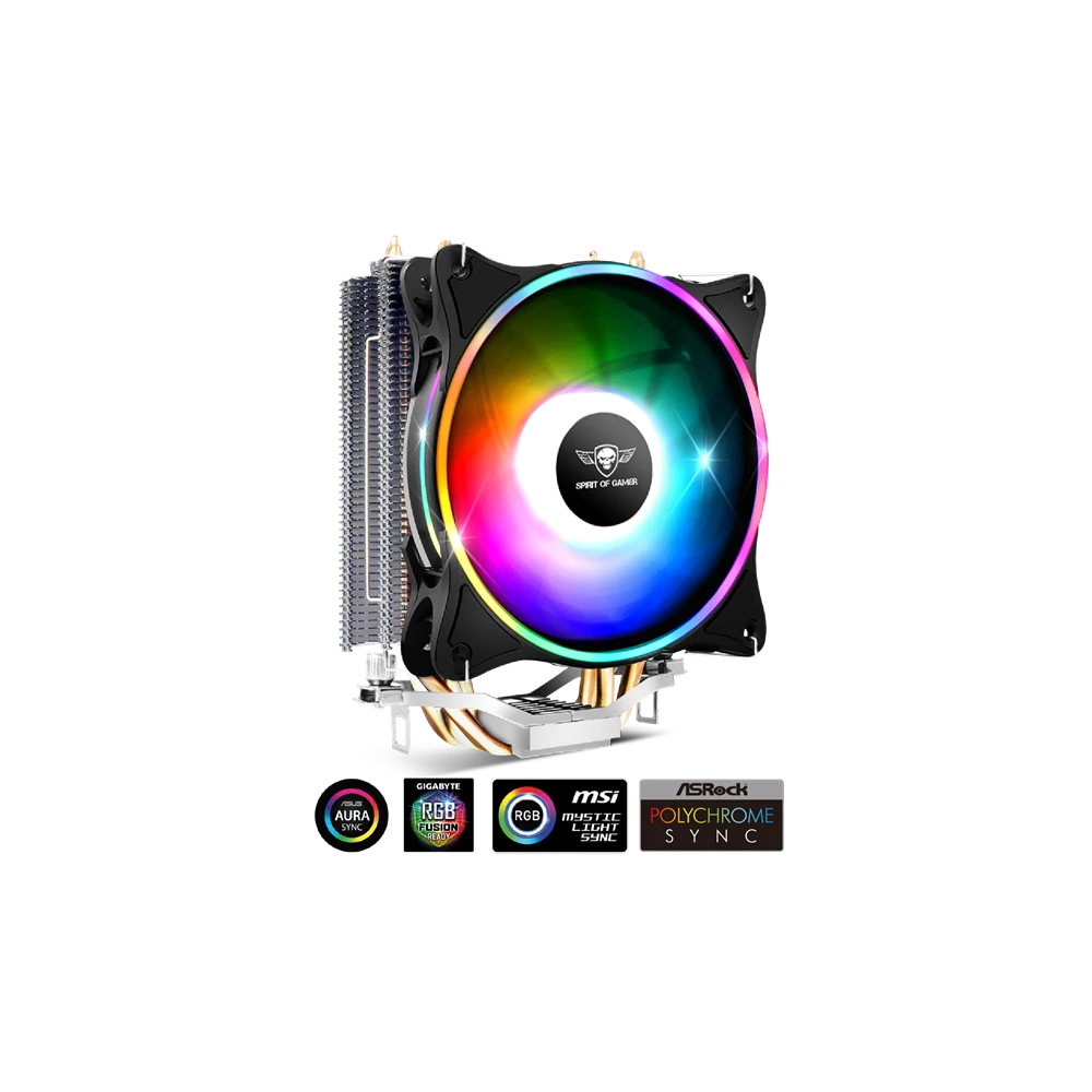 Spirit of Gamer CPU Cooler - CPU AIRCOOLER 120 MM ARGB (27dB; 2500 RPM; 1x12cm; aluminium/réz)