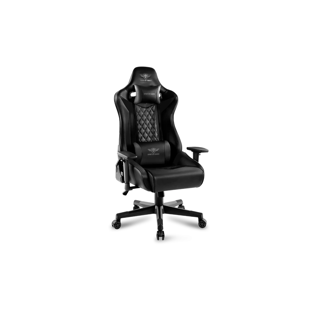 Spirit of Gamer szék - CRUSADER Black (állítható dőlés/magasság/kartámasz; max.120kg-ig, fekete)