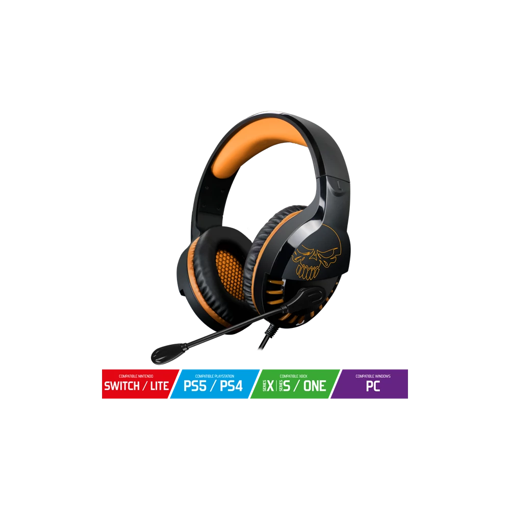 Spirit of Gamer Fejhallgató - PRO-H3 (MultiPlatform, mikrofon, 3.5mm jack, hangerőszabályzó, 2m kábel, narancssárga)