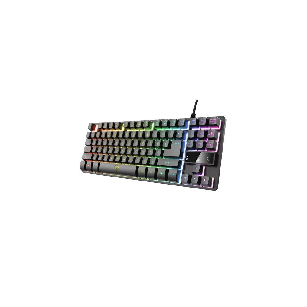 Trust Billentyűzet Gamer - GXT 833 Thado (RGB LED háttérvilágítás; TKL méret; USB; fekete; magyar)