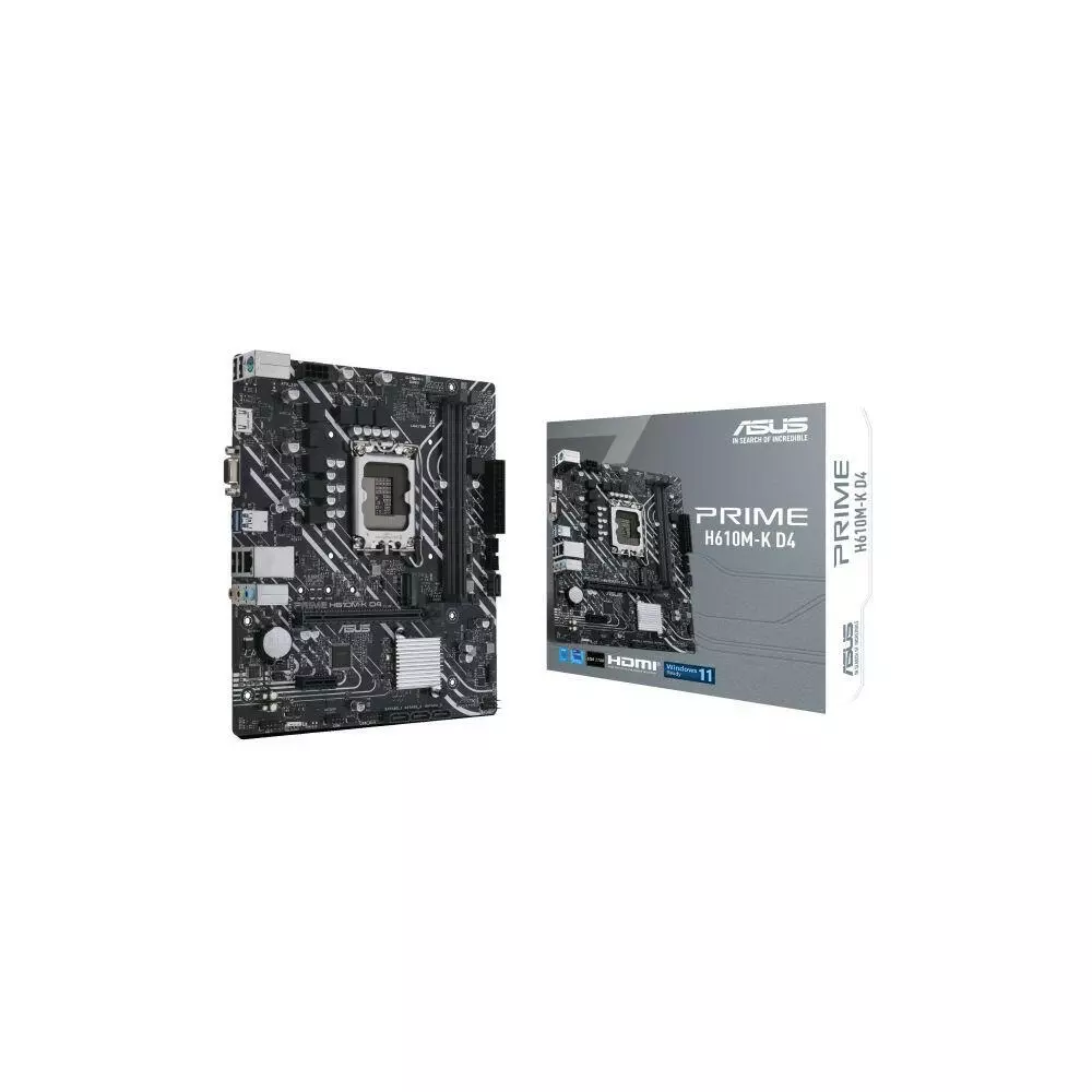 Asus Alaplap - Intel PRIME H610M-K D4 s1700 (H610, 2xDDR4 3200MHz, 4xSATA3, 1xM.2, HDMI+VGA)