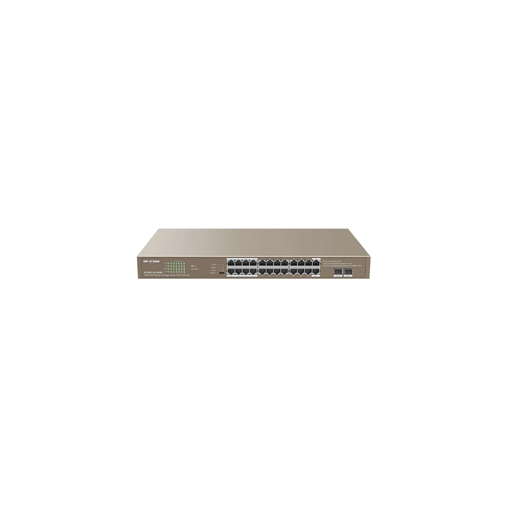 IP-COM Switch PoE - G1126P-24-410W (24x1Gbps; 2x SFP; 24 af/at PoE+ port; 370W, Rackbe szerelhető)