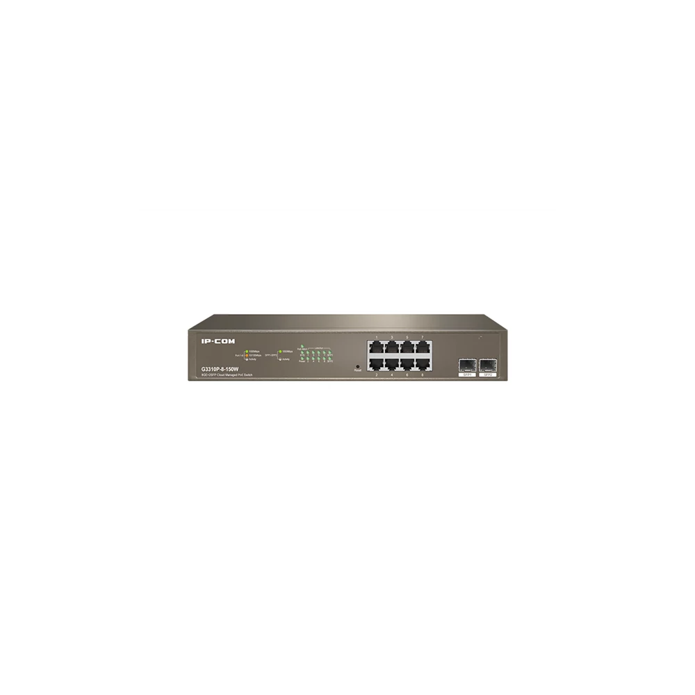 IP-COM Switch Vezérelhető PoE - G3310P-8-150W (8x1Gbps; 2x SFP; 8 af/at PoE+ port; 130W, Rackbe szerelhető)