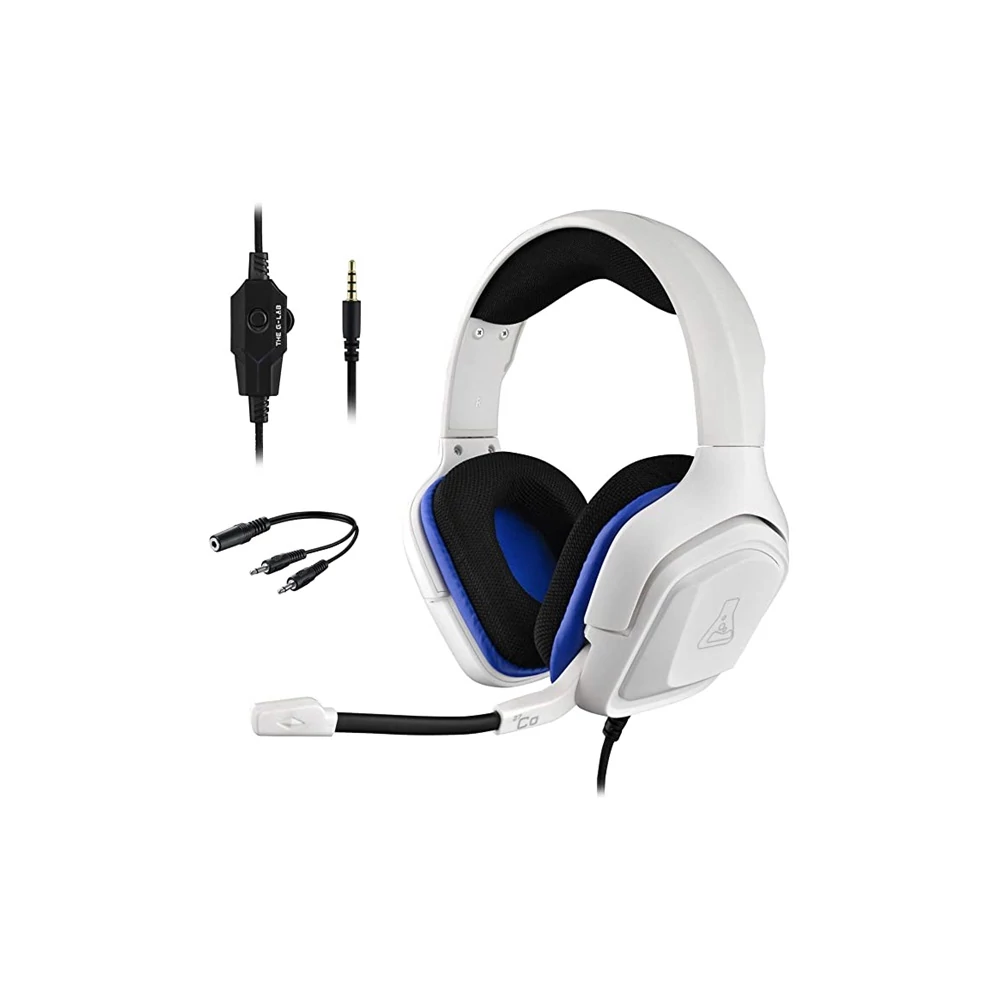 The G-Lab Fejhallgató - KORP COBALT W (mikrofon, 3,5mm Jack, hangerőszabályzó, nagy-párnás, fehér)